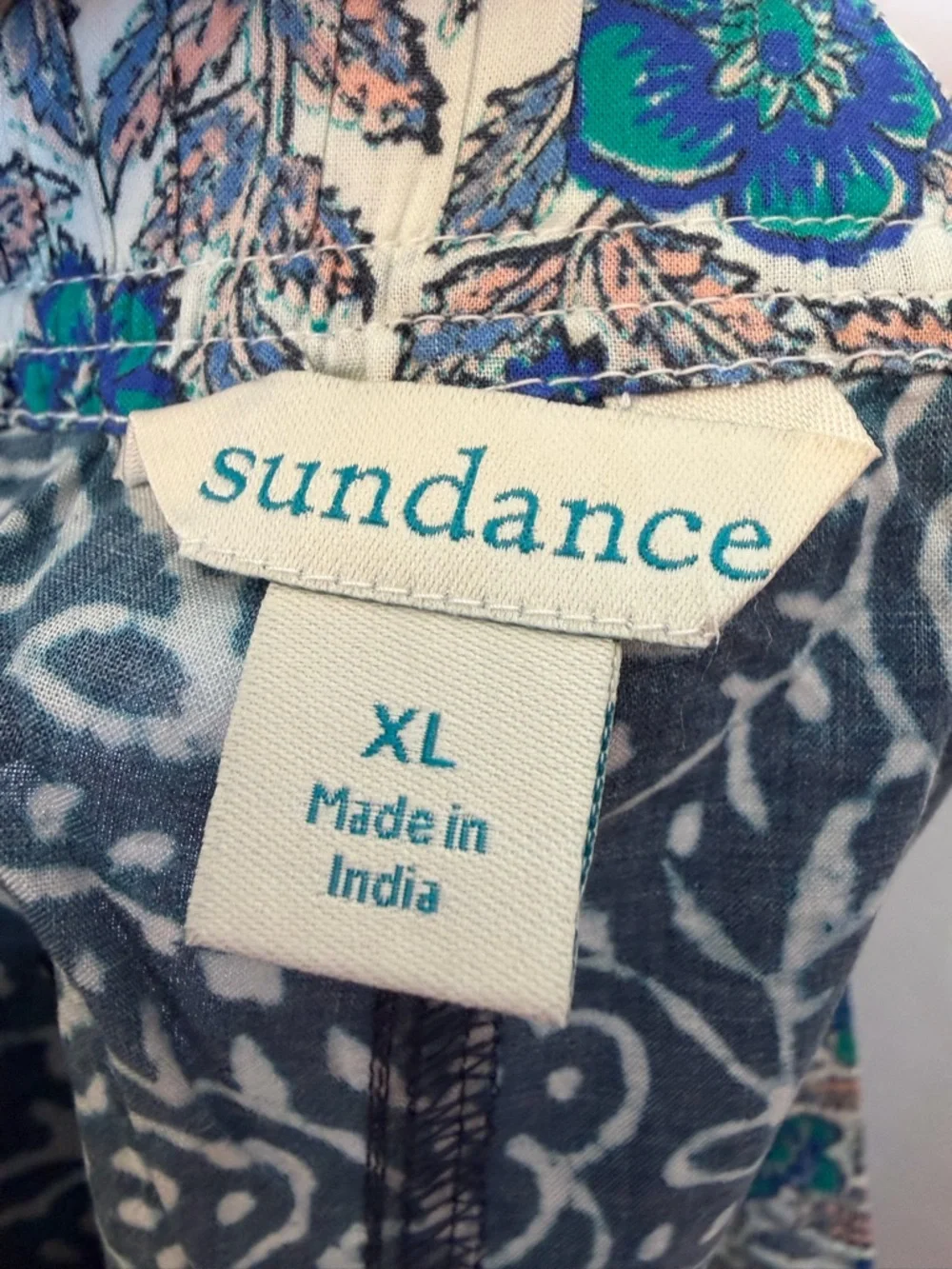 New Sundance Kai Shorts Blue Floral Bohemian Lightweight Cotton XL Beach Boho - Picture 8 of 12